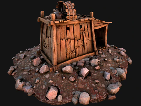 Medieval Coal Ore Mine 3D Model