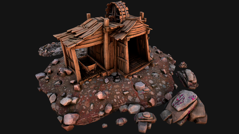 Medieval GemStone Mineral Ore Mine 3D-Modell .c4d .max .obj .3ds .fbx .stl .blend