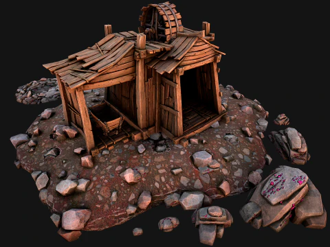 Средневековая шахта по добыче драгоценных камней 3D Модель