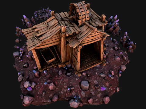 Medieval Crystal Mineral Ore Mine 3D Model