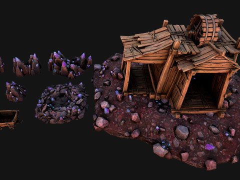 Medieval Crystal Mineral Ore Mine 3D Model