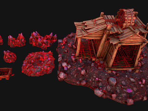 Medieval Crystal Mineral Ore Mine 3D Model