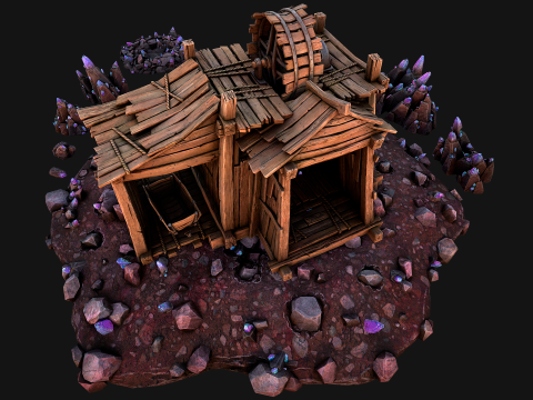 Medieval Crystal Mineral Ore Mine 3D Model