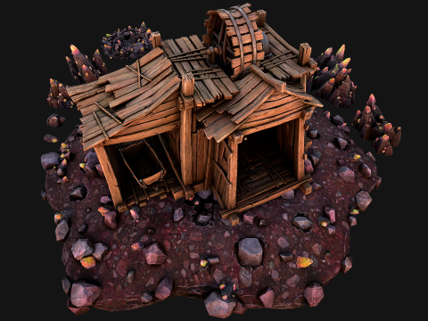 Medieval Crystal Mineral Ore Mine 3D Model