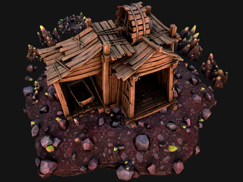 Medieval Crystal Mineral Ore Mine 3D Model