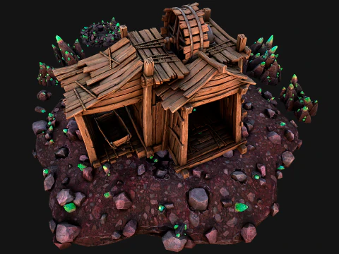Medieval Crystal Mineral Ore Mine 3D Model