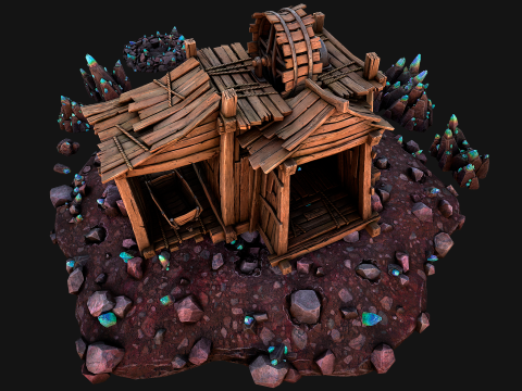 Medieval Crystal Mineral Ore Mine 3D Model