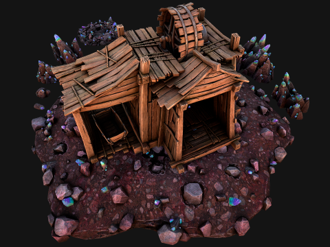 Medieval Crystal Mineral Ore Mine 3D Model