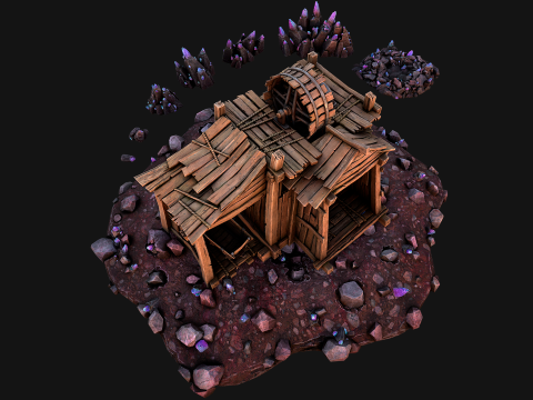 Medieval Crystal Mineral Ore Mine 3D Model