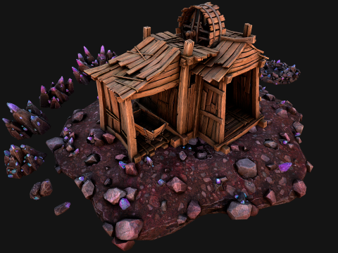 Medieval Crystal Mineral Ore Mine 3D Model