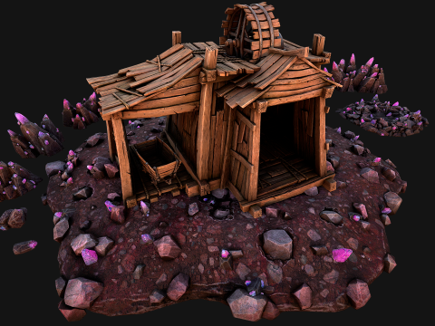 Medieval Crystal Mineral Ore Mine 3D Model