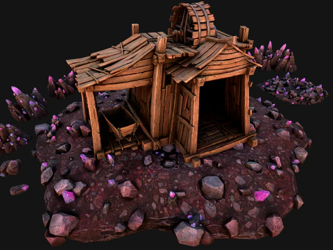 Medieval Crystal Mineral Ore Mine 3D Model