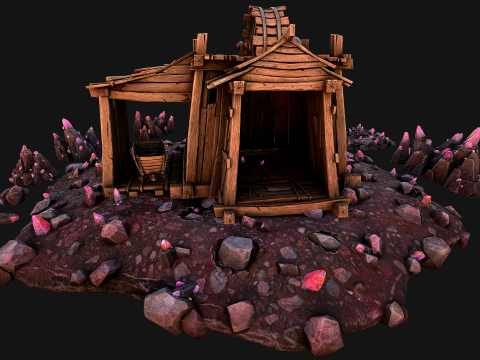 Medieval Crystal Mineral Ore Mine 3D Model