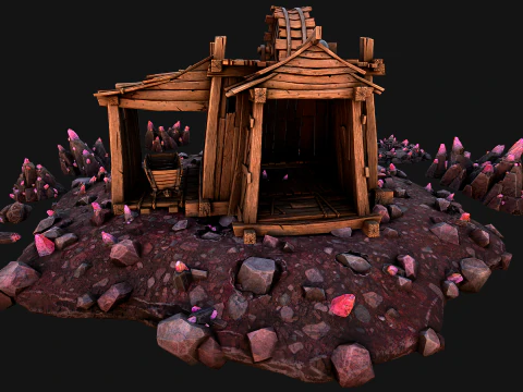 Medieval Crystal Mineral Ore Mine 3D Model