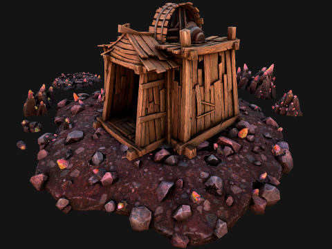 Medieval Crystal Mineral Ore Mine 3D Model
