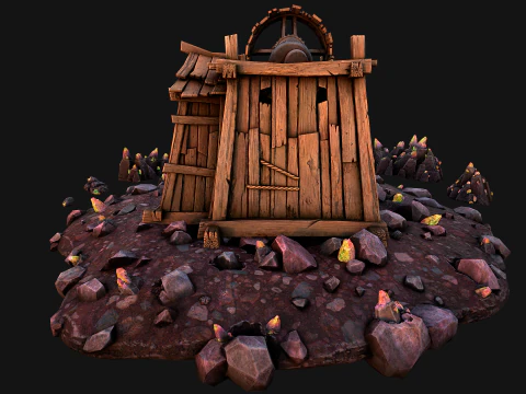 Medieval Crystal Mineral Ore Mine 3D Model