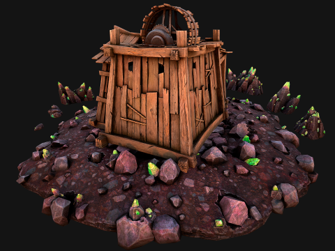 Medieval Crystal Mineral Ore Mine 3D Model