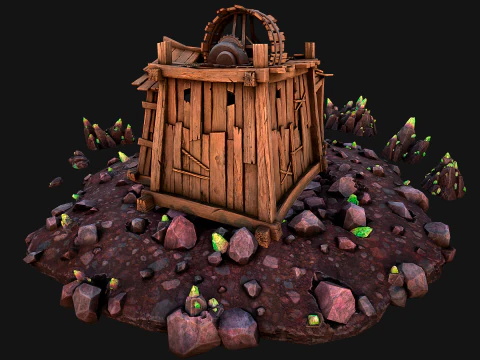 Medieval Crystal Mineral Ore Mine 3D Model