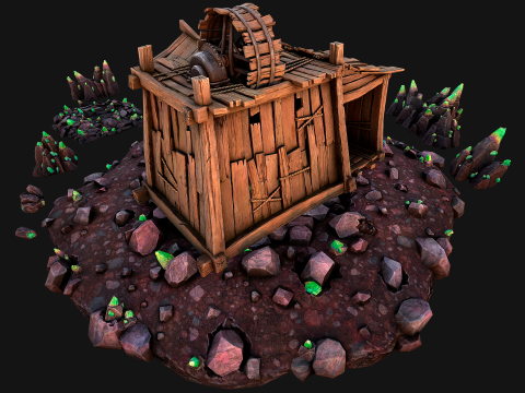 Medieval Crystal Mineral Ore Mine 3D Model