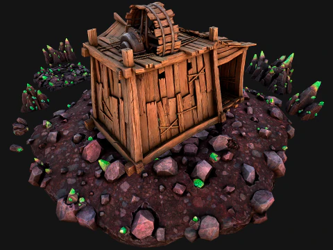 Medieval Crystal Mineral Ore Mine 3D Model