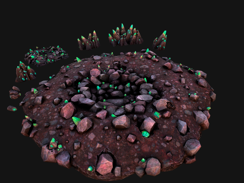 Medieval Crystal Mineral Ore Mine 3D Model