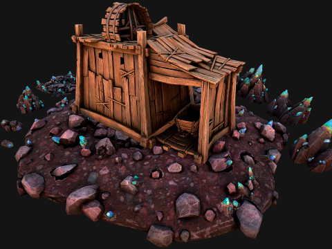 Medieval Crystal Mineral Ore Mine 3D Model
