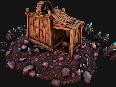 Medieval Crystal Mineral Ore Mine 3D Model