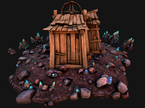 Medieval Crystal Mineral Ore Mine 3D Model