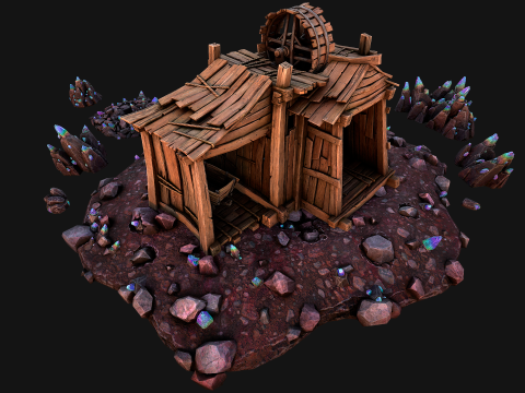 Medieval Crystal Mineral Ore Mine 3D Model