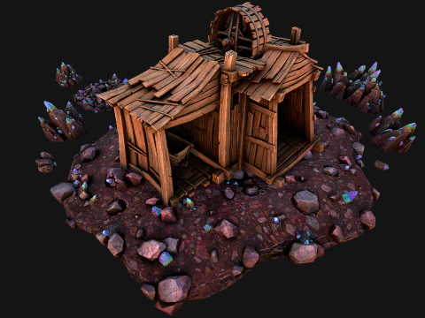Medieval Crystal Mineral Ore Mine 3D Model