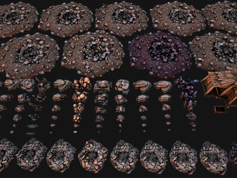 Medieval Mine Industrial Environment Pack Ore Minerals Crystals Metal 3D Model