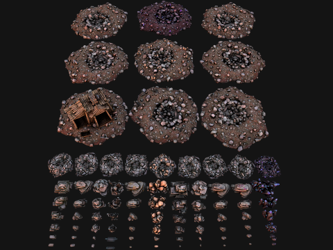 Medieval Mine Industrial Environment Pack Ore Minerals Crystals Metal 3D Model