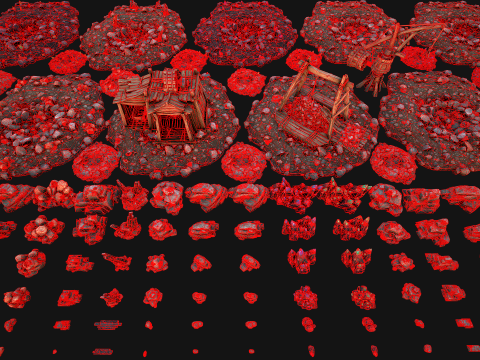 Mine Quarry Crane Industrial Set Crystal Ore Modelo 3D