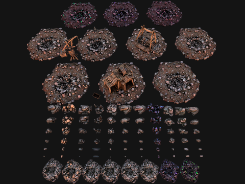 Mine Quarry Crane Industrial Set Crystal Ore Modelo 3D