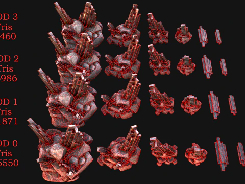 Mine Quarry Crane Industrial Set Crystal Ore 3D Model
