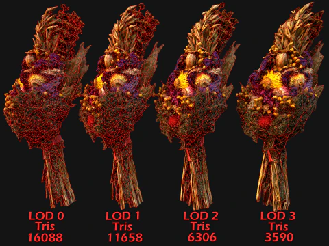 Flowers with Herbs Didukh Festive Bouquet 3D Model