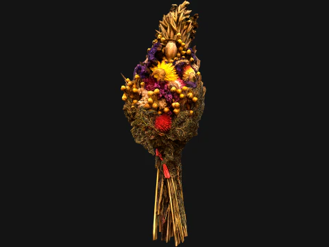 Flowers with Herbs Didukh Festive Bouquet 3D Model
