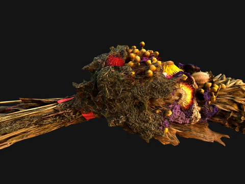 Flowers with Herbs Didukh Festive Bouquet 3D Model