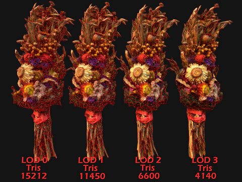 Conjunto Flores com Ervas Alquimista e Bruxa Modelo 3D