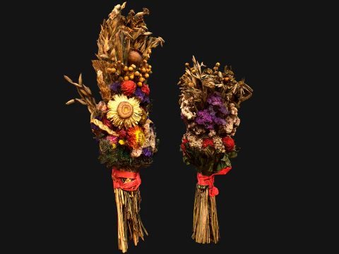 Conjunto Flores com Ervas Alquimista e Bruxa Modelo 3D