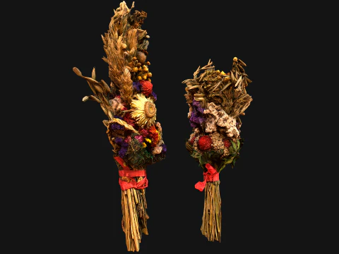 Conjunto Flores com Ervas Alquimista e Bruxa Modelo 3D