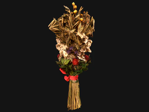 Conjunto Flores com Ervas Alquimista e Bruxa Modelo 3D