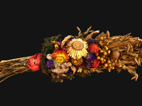 Conjunto Flores com Ervas Alquimista e Bruxa Modelo 3D