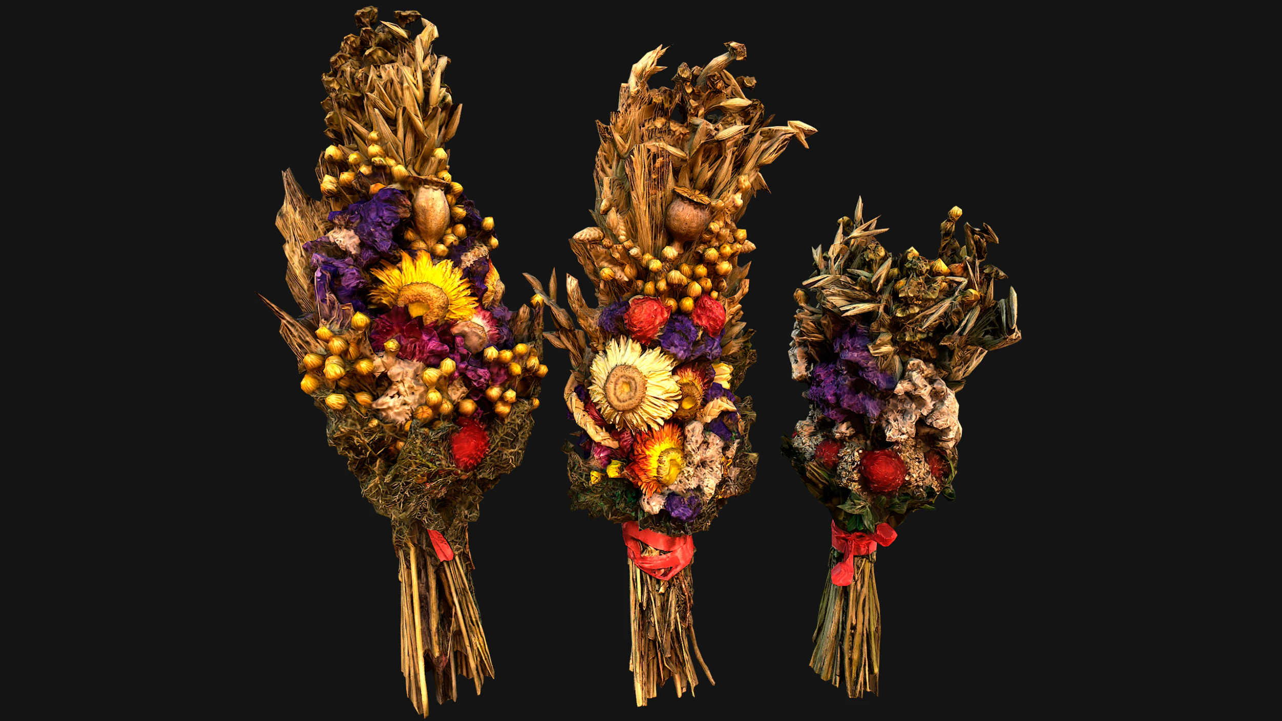 Herbarium Bouquet of Flowers and Herbs Alchemist Witch Set 3D Model .c4d .max .obj .3ds .fbx .stl .blend 