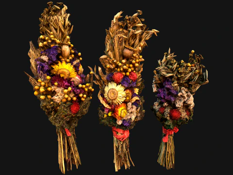 Гербарий Букет цветов и трав Алхимик Ведьма Набор 3D Модель