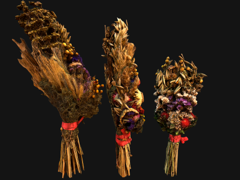 Herbarium Bouquet of Flowers and Herbs Alchemist Witch Set 3D Model