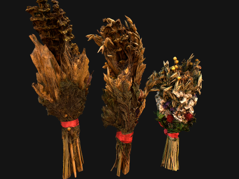 Herbarium Bouquet of Flowers and Herbs Alchemist Witch Set 3D Model
