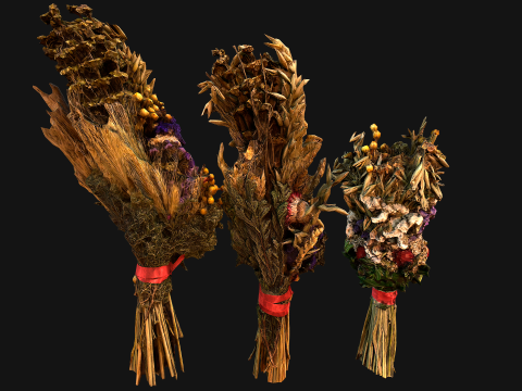 Herbarium Bouquet of Flowers and Herbs Alchemist Witch Set 3D Model