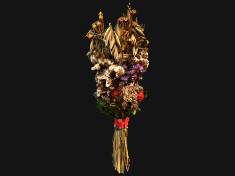 Herbarium Bouquet of Flowers and Herbs Alchemist Witch Set 3D Model