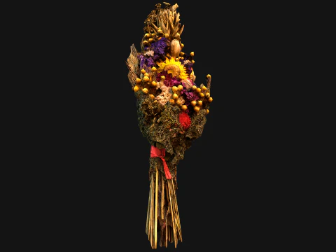 Herbarium Bouquet of Flowers and Herbs Alchemist Witch Set 3D Model